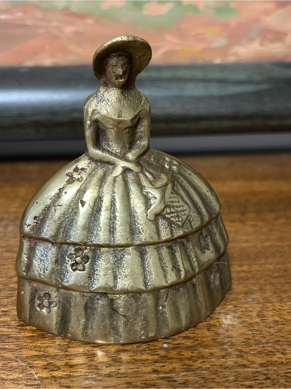 Vintage Solid Brass "Crinoline Lady" Figural Table Bell